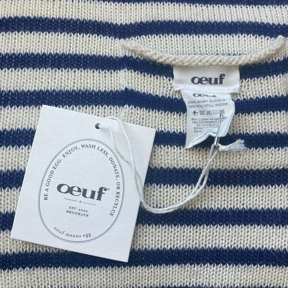 OEUF NYC Breton Striped Baby Alpaca Decorative Apple Pillow NWT